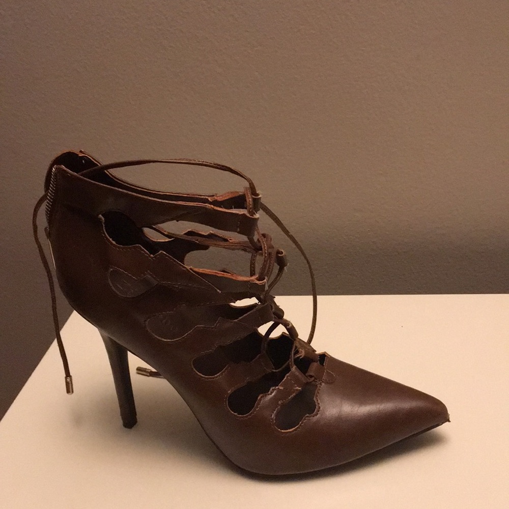 Size 9, brown lace up booties